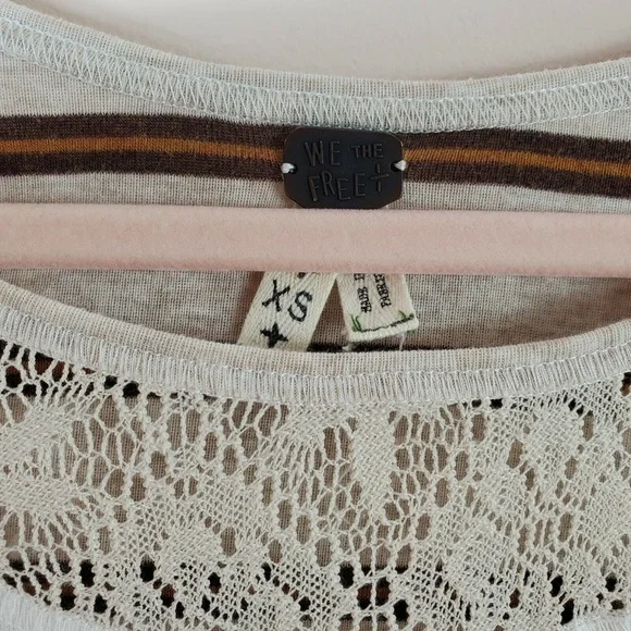 WE THE FREE womens Great Falls Montana boho crochet 3/4 sleeve top - Picture 4 of 5